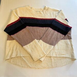 American Eagle Striped Crew Neck Cropped Sweater, Size XL